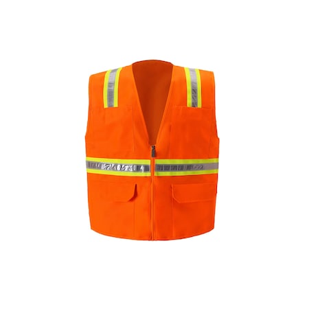 2W International Hi-Vis Safety Vest XL H Back, , Zipper 6 Pockets 8038-A XL